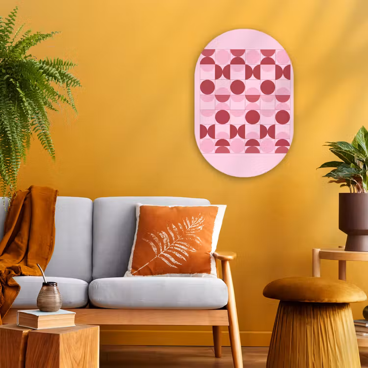 Abstract - Geometrisch - Cirkels - Roze - Modern Wandcirkel Ovaal Forex klein -sfeer4