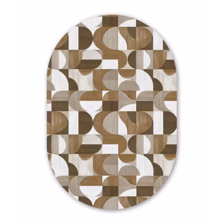 Abstract - Retro - Bruin Wandcirkel Ovaal Forex klein 630 -3d