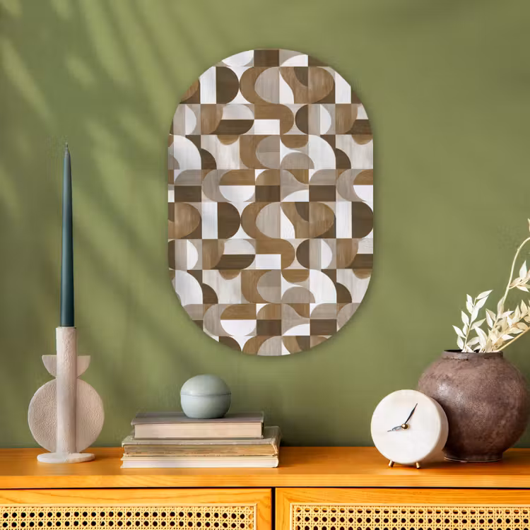 Abstract - Retro - Bruin Wandcirkel Ovaal Forex klein 630 -sfeer2