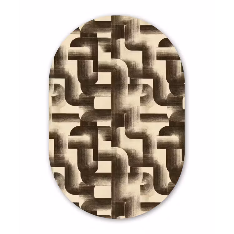 Abstract - Retro - Zwart Wandcirkel Ovaal Forex klein 630 -3d