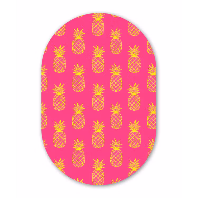 Ananas - Trendy - Roze Wandcirkel Ovaal Forex klein 630 -3d