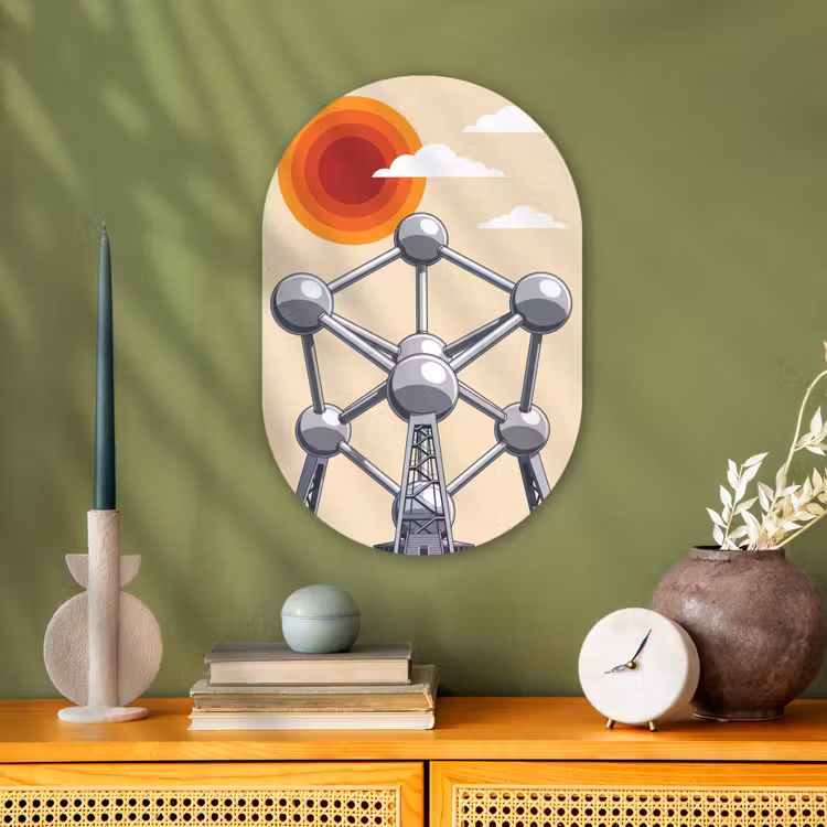Architectuur - Geometrie - Stad - Modern - Grijs Wandcirkel Ovaal Forex klein -sfeer2