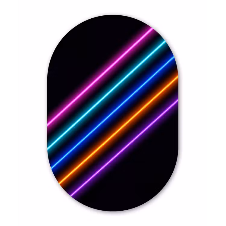 Esthetiek - Retro - Neon Wandcirkel Ovaal Forex klein -3d