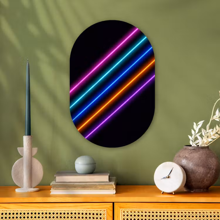 Esthetiek - Retro - Neon Wandcirkel Ovaal Forex klein -sfeer2