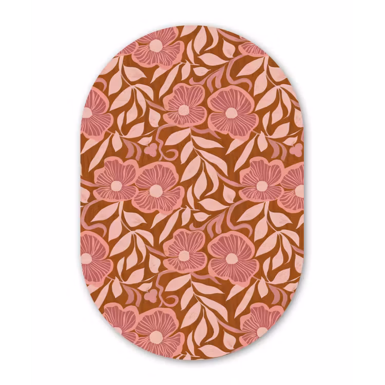 Sfeer - Bloemen - Roze Wandcirkel Ovaal Forex klein 630 -3d