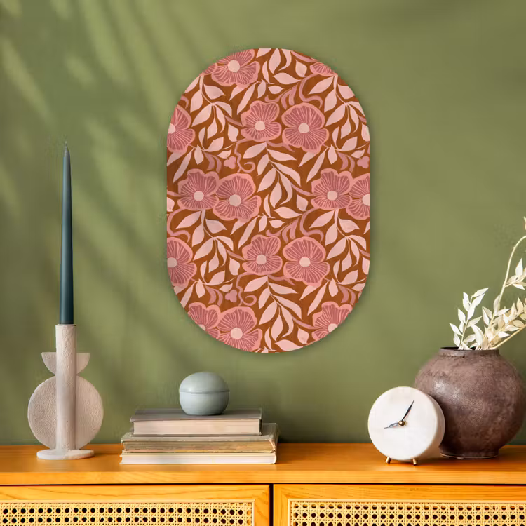 Sfeer - Bloemen - Roze Wandcirkel Ovaal Forex klein 630 -sfeer2