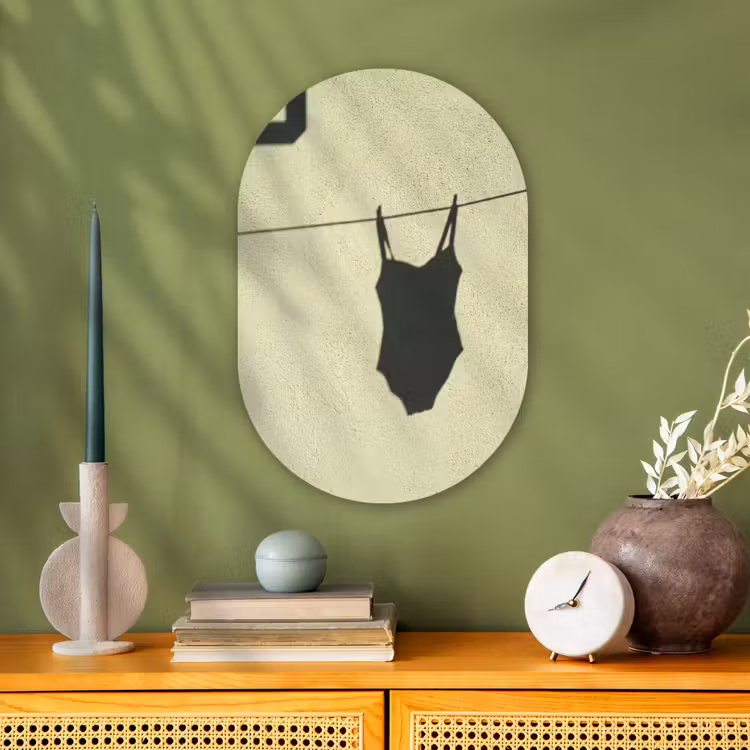 Badpak - Schaduw - Muur - Zomer - Minimalistisch Wandcirkel Ovaal Forex klein -sfeer2