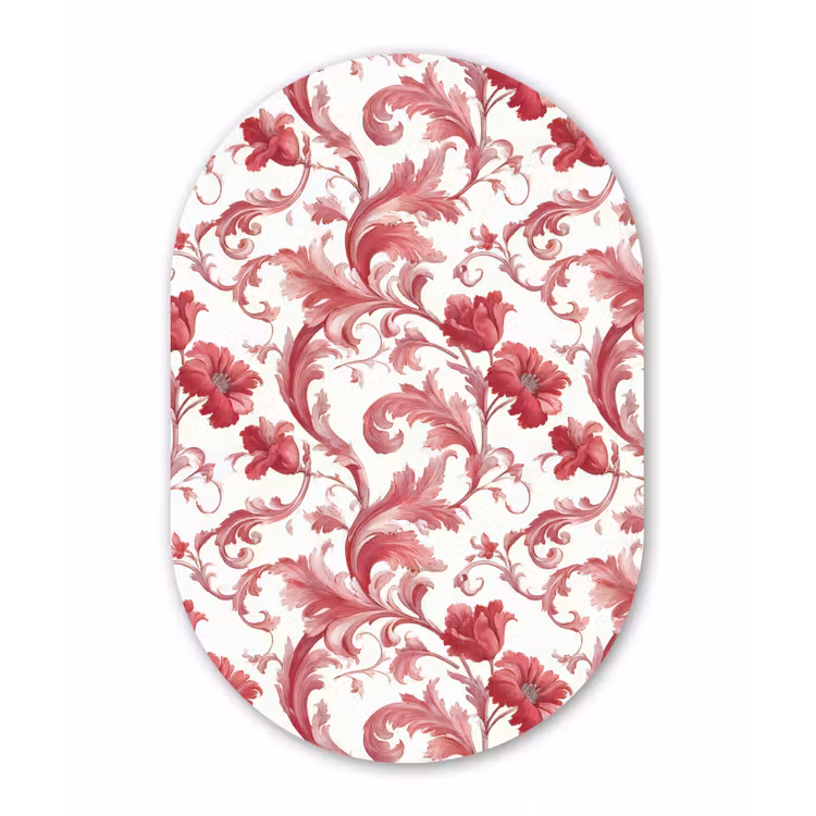 Barok - Patroon - Rood Wandcirkel Ovaal Forex klein 630 -3d