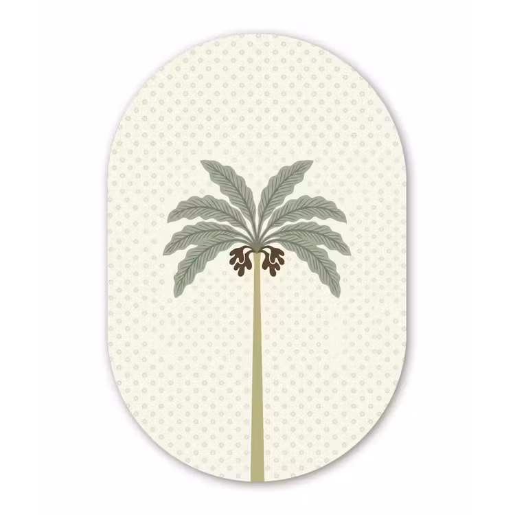 Boom - Bladeren - Groen - Decoratief - Beige Wandcirkel Ovaal Forex klein -3d