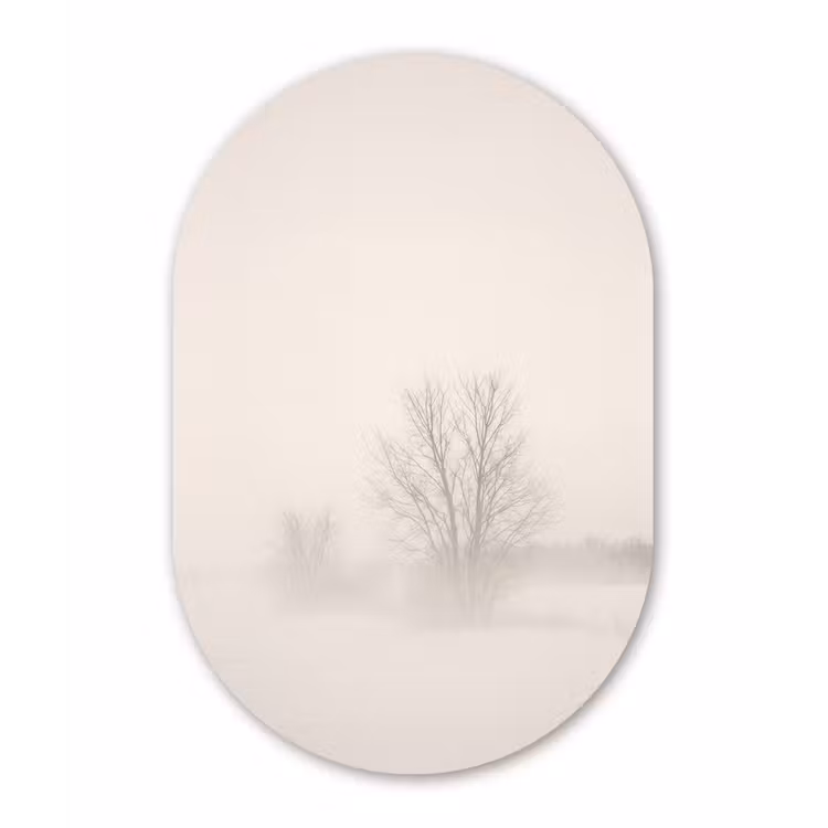 Boom - Mist - Sneeuw - Winter - Minimalistisch Wandcirkel Ovaal Forex klein -3d