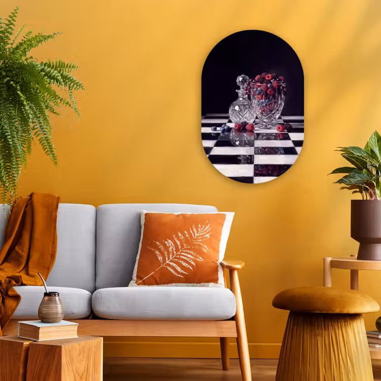 Forexbild Oval - Beeren – Kristall – Stillleben - Bessen - Kristal - Stilleven Wandcirkel Ovaal Forex klein