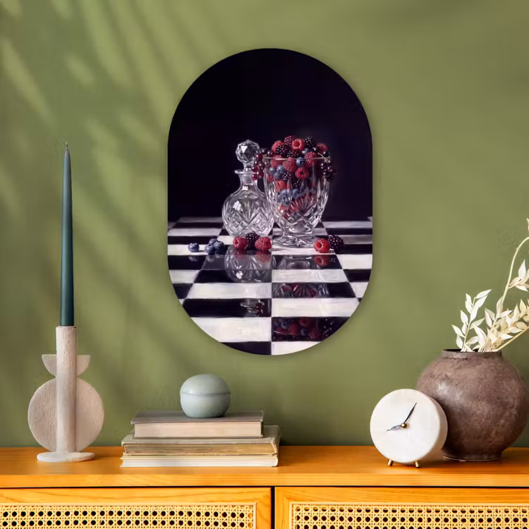 Forexbild Oval - Beeren – Kristall – Stillleben - Bessen - Kristal - Stilleven Wandcirkel Ovaal Forex klein