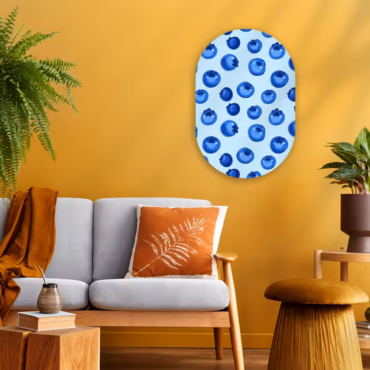 Bessen - Modern - Blauw Wandcirkel Ovaal Forex klein 630 -sfeer4