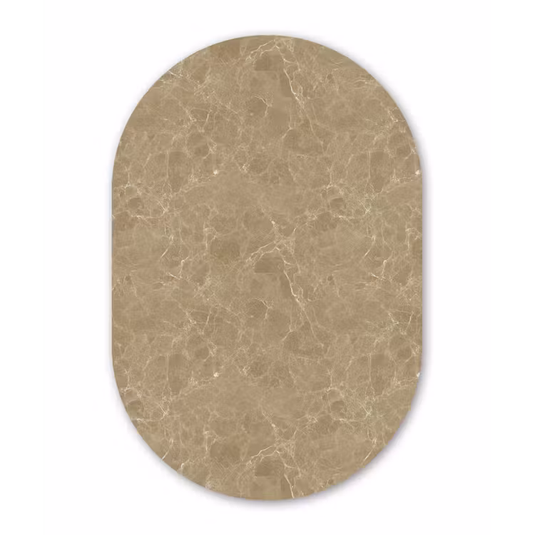 Beige - Marmer - Witte aders Wandcirkel Ovaal Forex klein 630 -3d