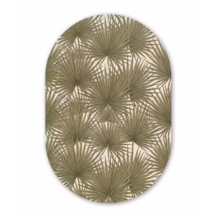 Blad - Tropisch - Patroon - Natuur - Groen Wandcirkel Ovaal Forex klein -3d
