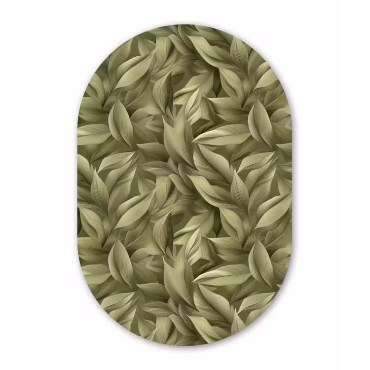 Bladeren - Modern - Groen Wandcirkel Ovaal Forex klein 630 -3d