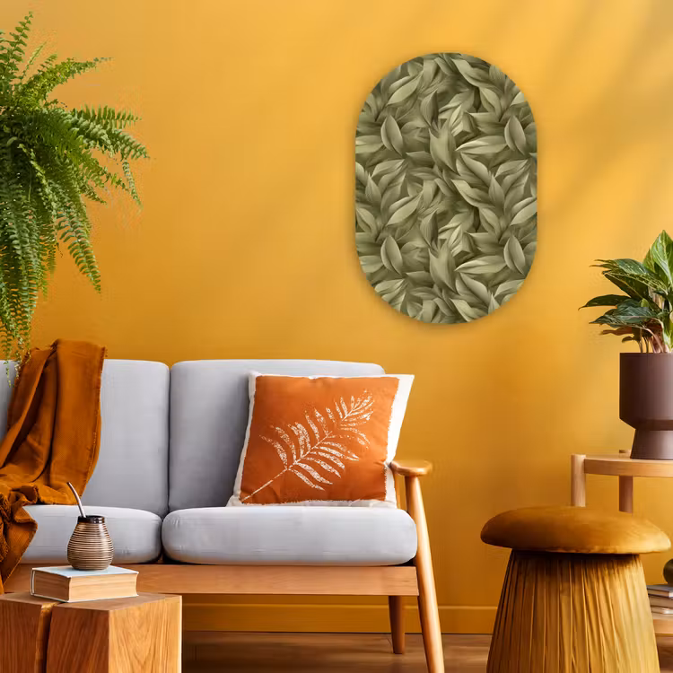 Bladeren - Modern - Groen Wandcirkel Ovaal Forex klein 630 -sfeer4