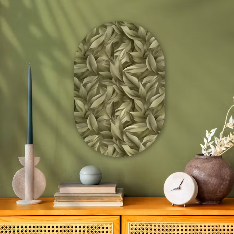 Bladeren - Modern - Groen Wandcirkel Ovaal Forex klein 630 -sfeer2