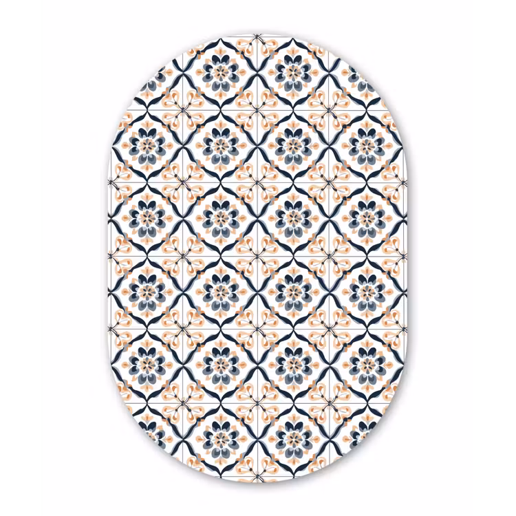Bladvorm - Patroon - Kleurrijk Wandcirkel Ovaal Forex klein 630 -3d
