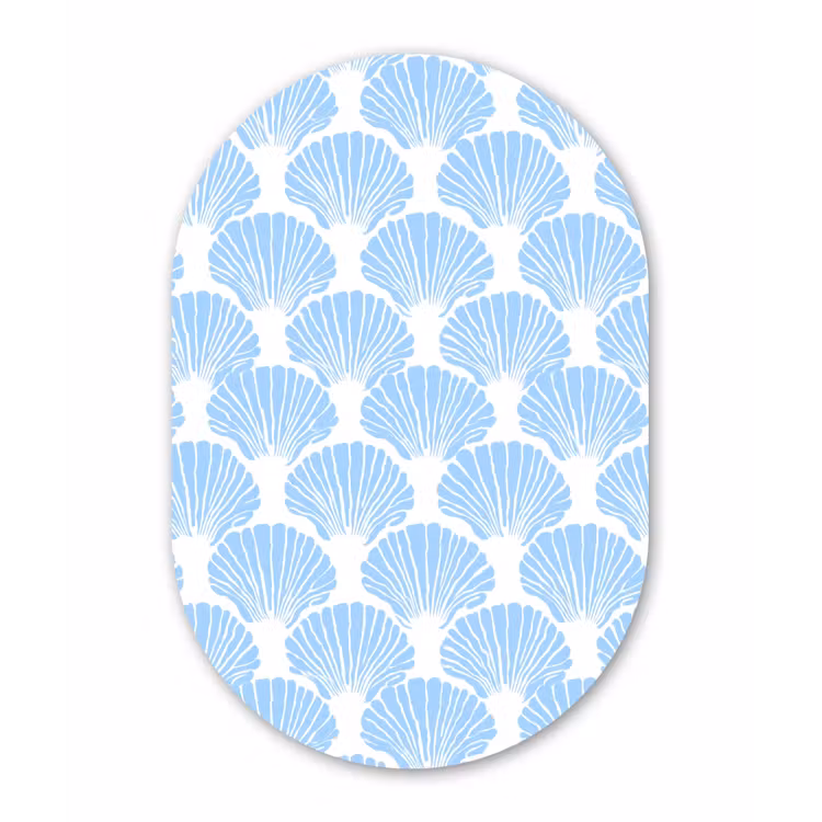 Blauw - Wit - Schelpen - Grafisch - Structuur Wandcirkel Ovaal Forex klein 630 -3d