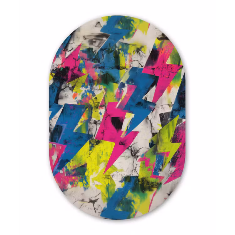 Bliksemschichten - Patroon - Marmer - Kleuren Wandcirkel Ovaal Forex klein -3d