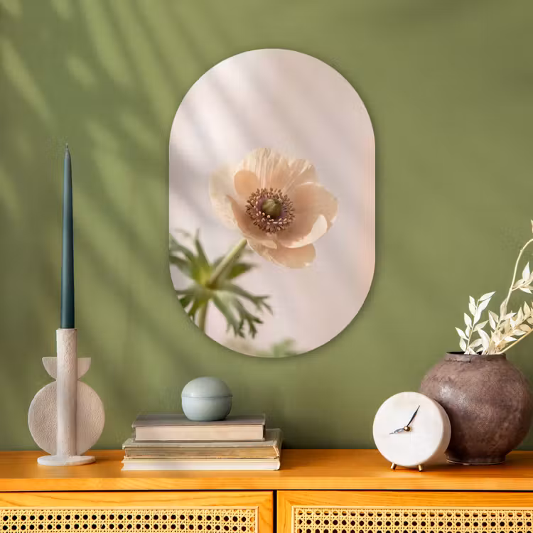 Bloem - Minimalistisch - Groen Wandcirkel Ovaal Forex klein -sfeer2
