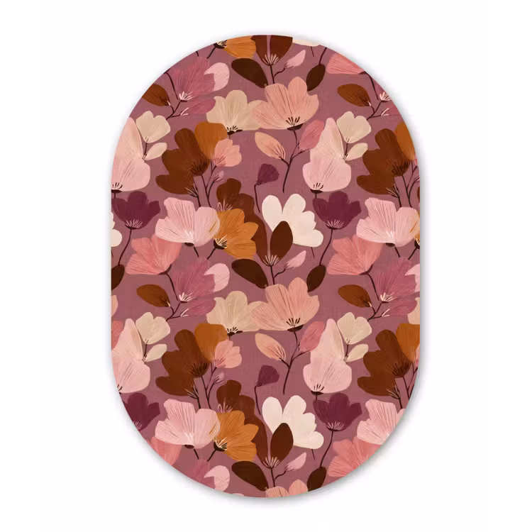 Bloem - Patroon - Roze Wandcirkel Ovaal Forex klein 630 -3d