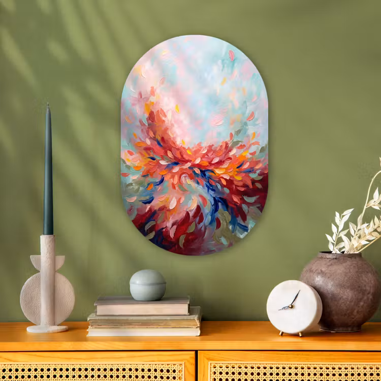 Bloemen - Abstract - Kunst - Modern Wandcirkel Ovaal Forex klein -sfeer2