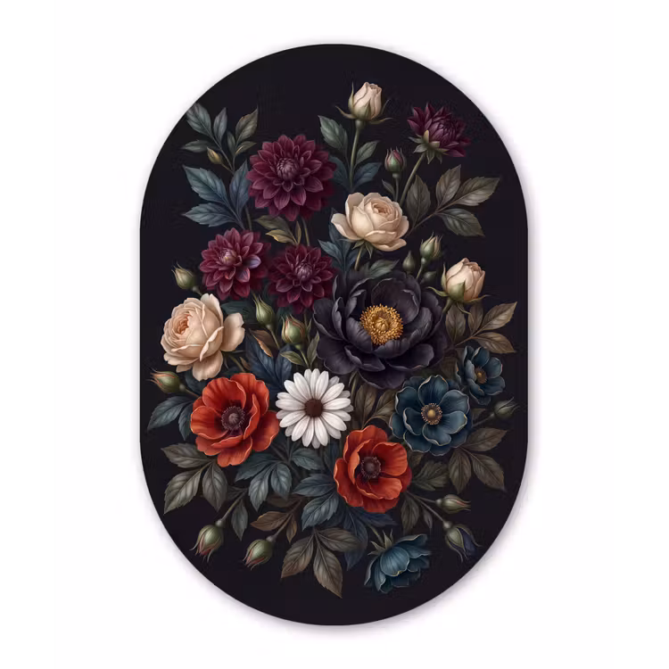 Bloemen - Boeket - Natuur - Klassiek - Weelderig Wandcirkel Ovaal Forex klein -3d