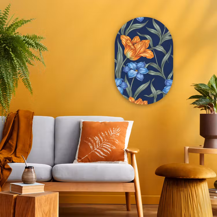 Forexbild Oval - Blumen – Botanik – Muster - Bloemen - Botanisch - Patroon Wandcirkel Ovaal Forex klein