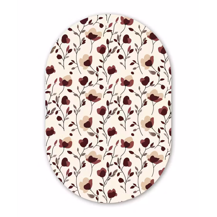 Bloemen - Botanisch - Bordeaux Wandcirkel Ovaal Forex klein 630 -3d