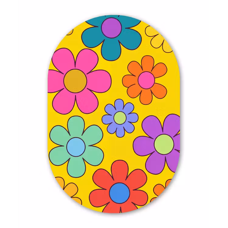Bloemen - Illustratie - Kleurrijk Wandcirkel Ovaal Forex klein -3d