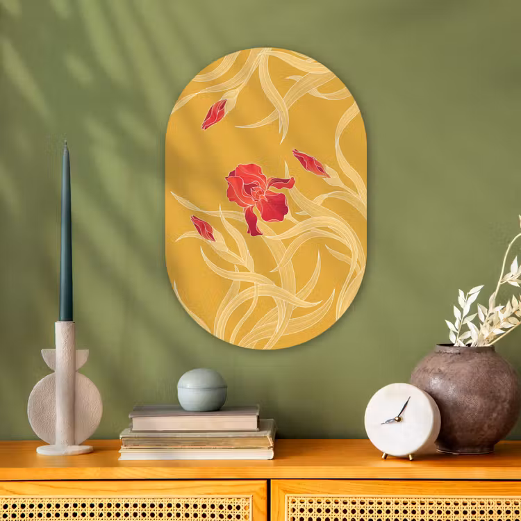 Forexbild Oval - Blumen – Illustration – Rot - Bloemen - Illustratie - Rood Wandcirkel Ovaal Forex klein