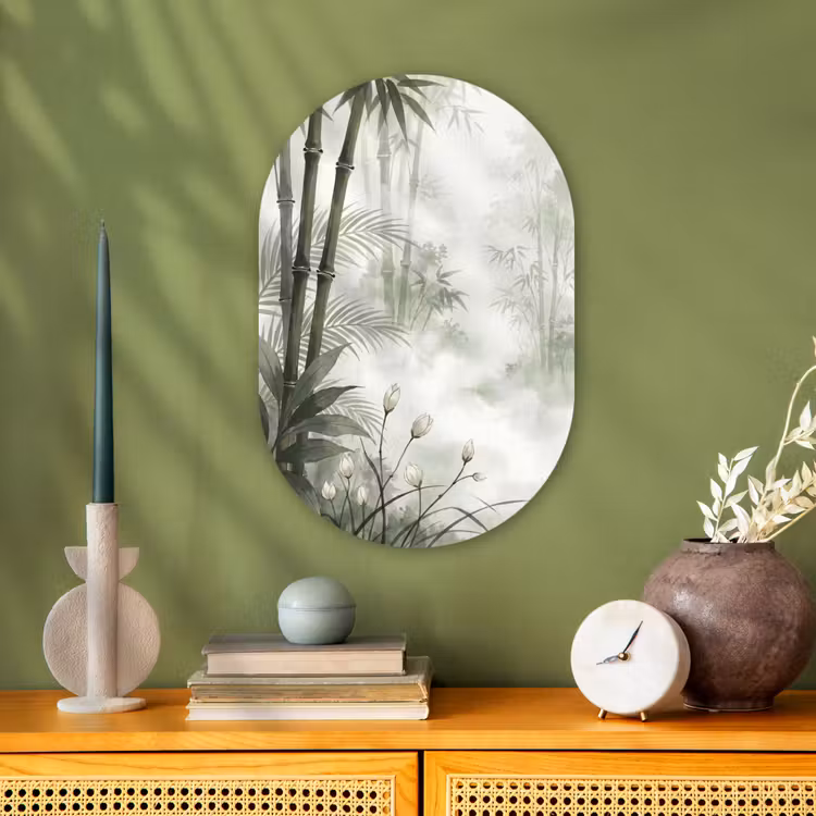 Bloemen - Knop - Tuin - Illustratie - Wit Wandcirkel Ovaal Forex klein -sfeer2