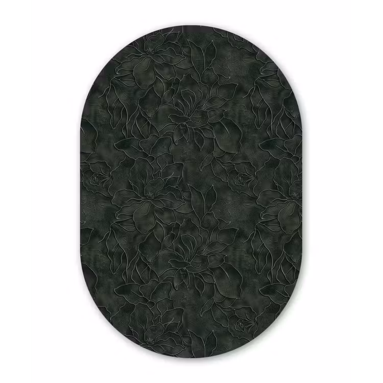 Bloemen - Lijnen - Groen Wandcirkel Ovaal Forex klein 630 -3d