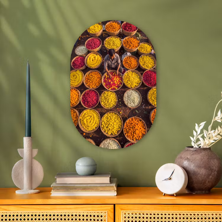 Forexbild Oval - Blumen – Markt – Bunt - Bloemen - Markt - Kleurrijk Wandcirkel Ovaal Forex klein