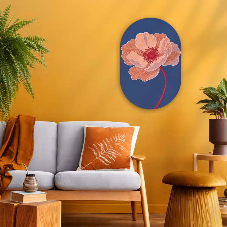 Forexbild Oval - Blumen – Modern – Abstrakt - Bloemen - Modern - Abstract Wandcirkel Ovaal Forex klein