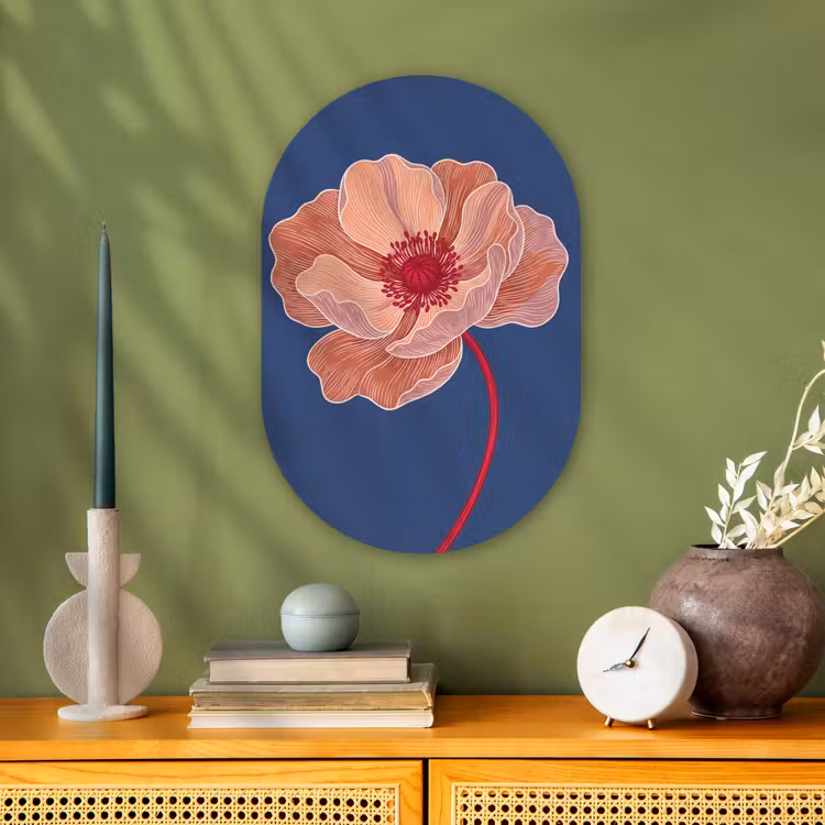 Forexbild Oval - Blumen – Modern – Abstrakt - Bloemen - Modern - Abstract Wandcirkel Ovaal Forex klein