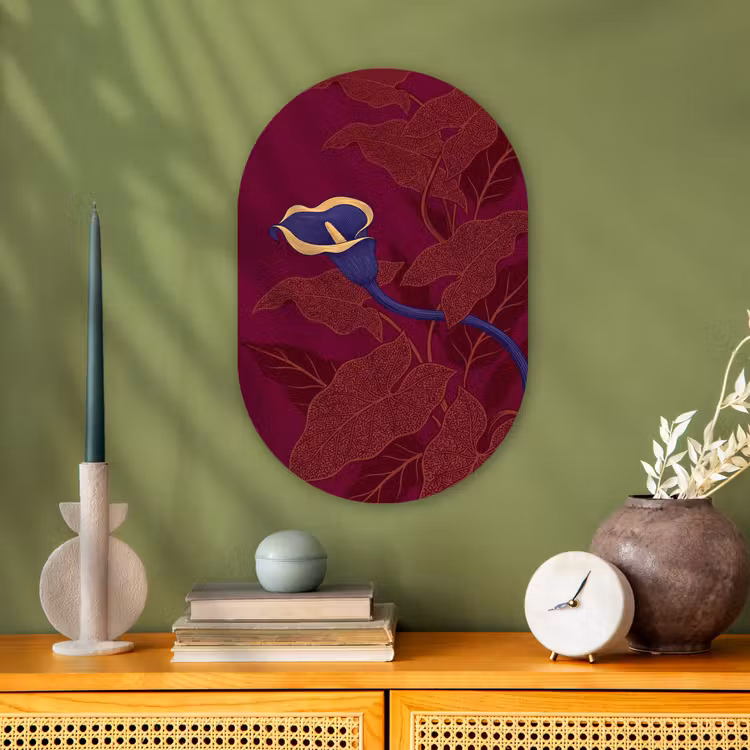 Forexbild Oval - Blumen – Modern – Lila - Bloemen - Modern - Paars Wandcirkel Ovaal Forex klein