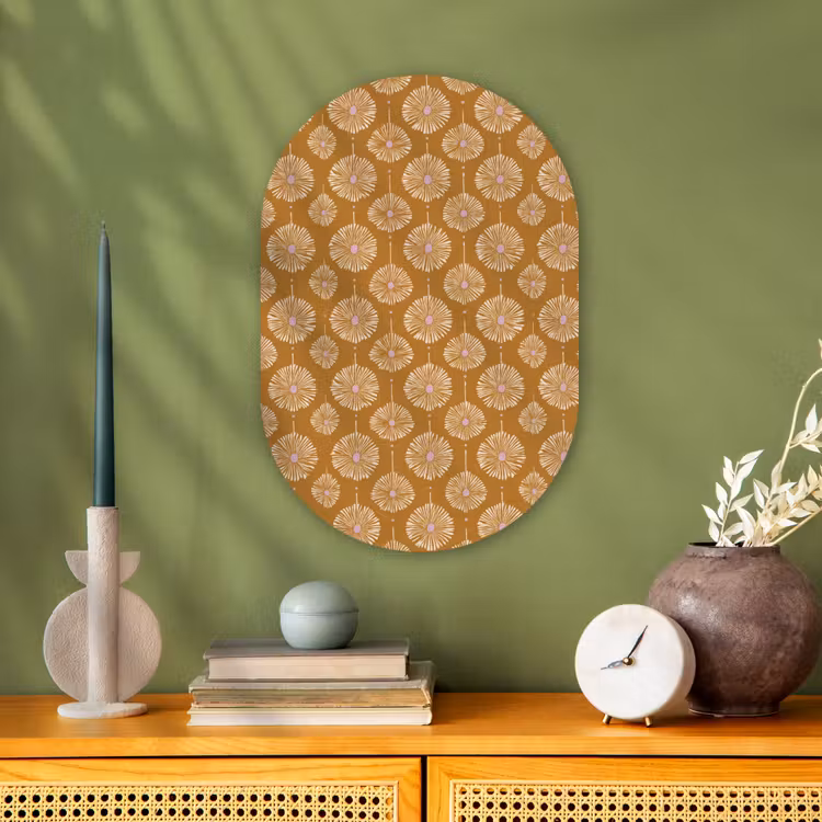 Bloemen - Modern - Oker Wandcirkel Ovaal Forex klein 630 -sfeer2