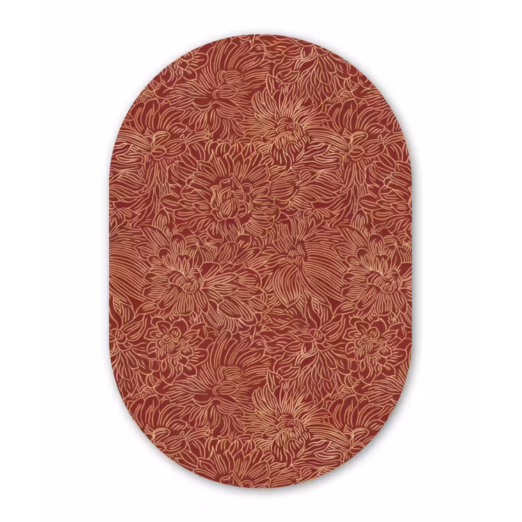 Bloemen - Motief - Rood Wandcirkel Ovaal Forex klein 630 -3d
