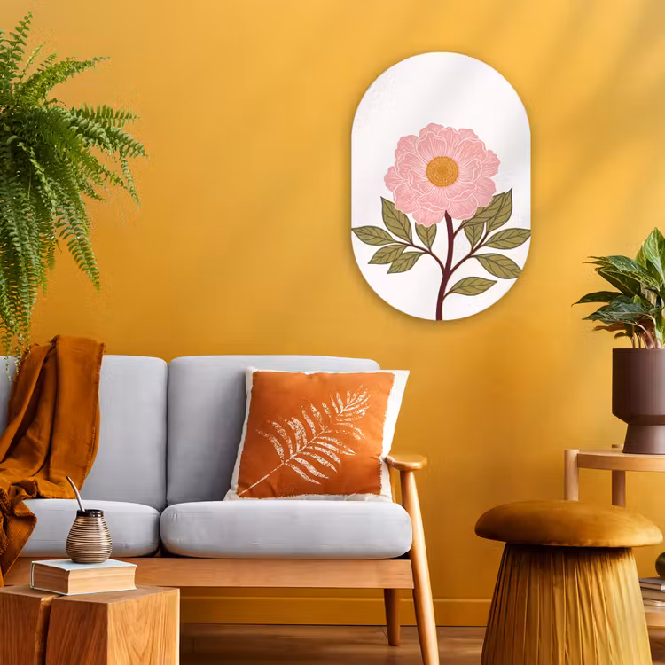 Forexbild Oval - Blumen – Rosa – Illustration - Bloemen - Roze - Illustratie Wandcirkel Ovaal Forex klein