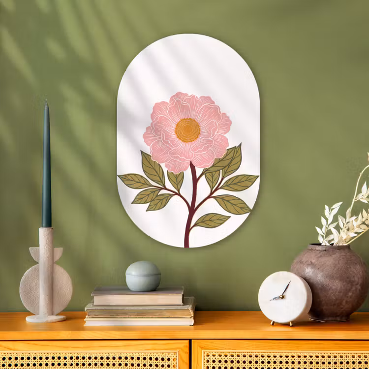 Forexbild Oval - Blumen – Rosa – Illustration - Bloemen - Roze - Illustratie Wandcirkel Ovaal Forex klein