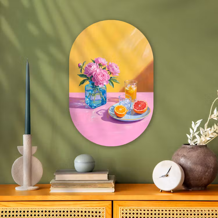 Forexbild Oval - Blumen – Rosa – Modern - Bloemen - Roze - Modern Wandcirkel Ovaal Forex klein