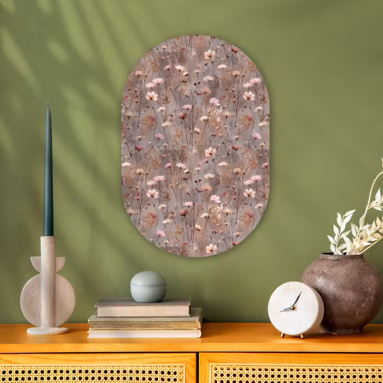 Bloemen - Wild - Pastel Wandcirkel Ovaal Forex klein 630 -sfeer2