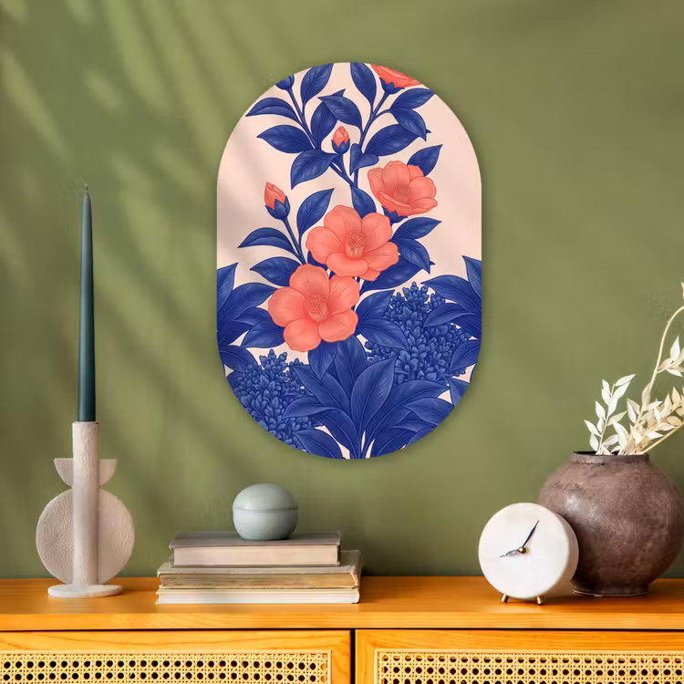 Forexbild Oval - Blüten – Blätter – Botanik - Bloemen - Bladeren - Botanisch Wandcirkel Ovaal Forex klein