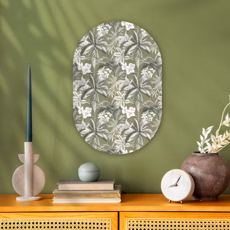 Botanisch - Bloemen - Groen Wandcirkel Ovaal Forex klein 630 -sfeer2