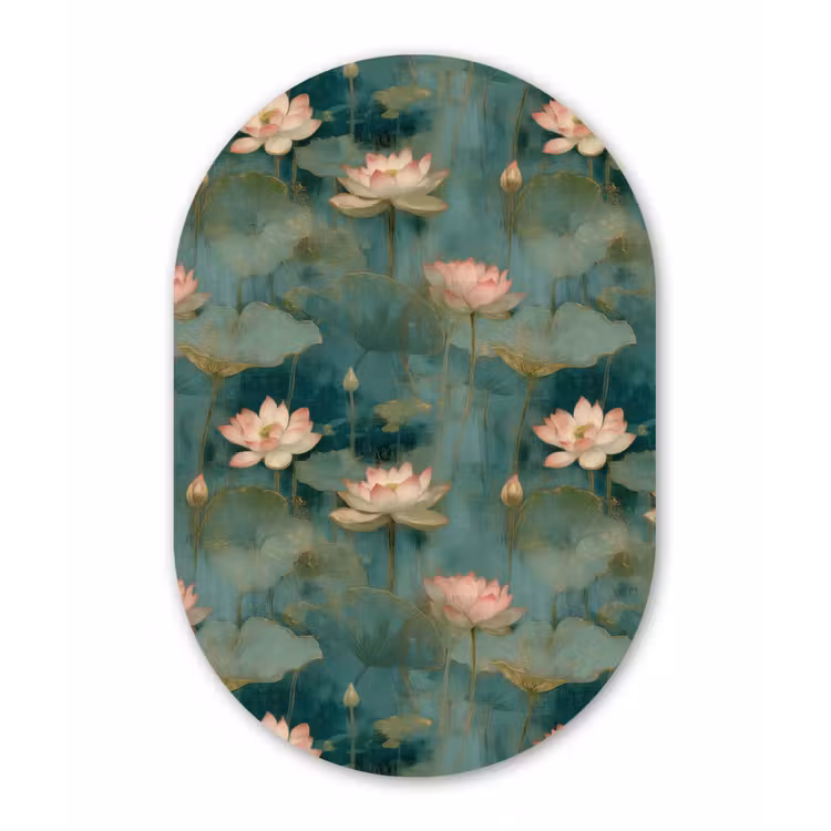 Botanisch - Bloemen - Roze Wandcirkel Ovaal Forex klein 630 -3d