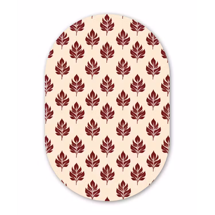 Botanisch - Patroon - Bordeaux Wandcirkel Ovaal Forex klein 630 -3d