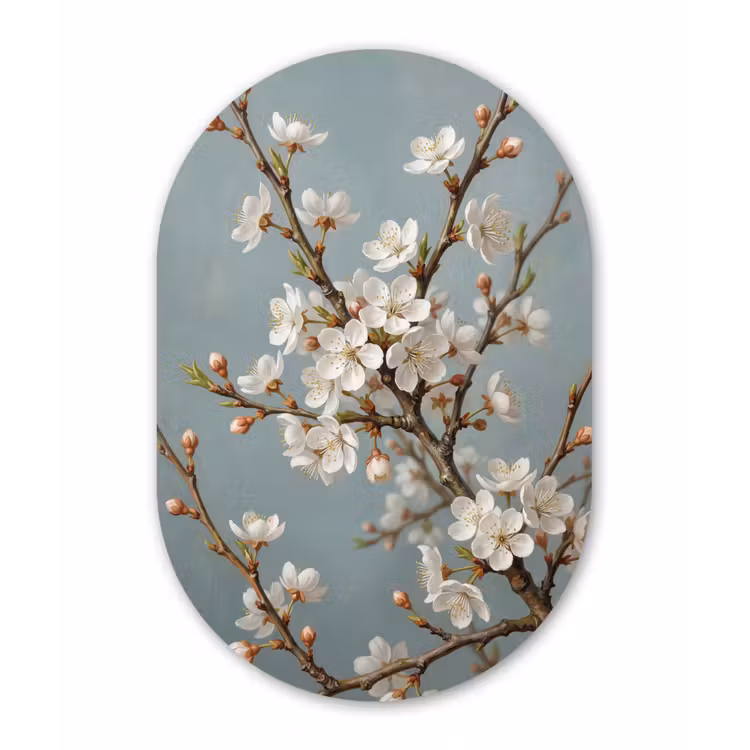 Botanisch - Stilleven - Blauw Wandcirkel Ovaal Forex klein -3d